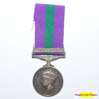 General Service Medal - Malaya Clasp - Gunner B S Deakins - Click Image to Close